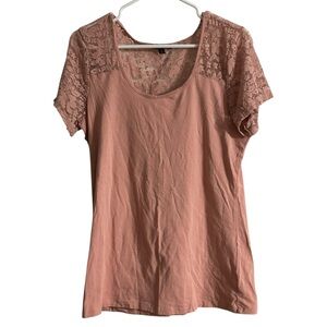 Ambiance Blush Lace Sleeve Tee